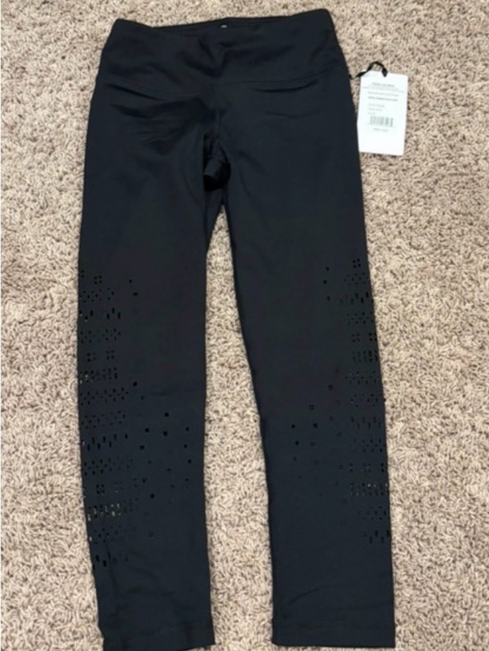 Yogalicious Black Capri Leggings with Laser-Cut Detail